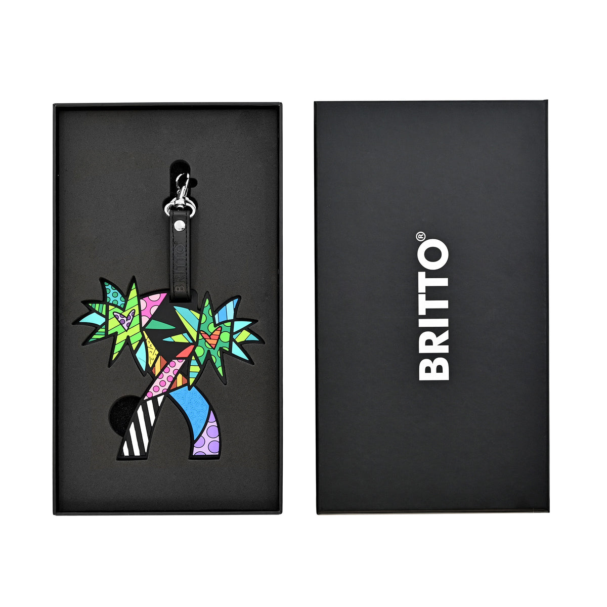 modern pop art britto luggage tag palm trees  vibrant home decor