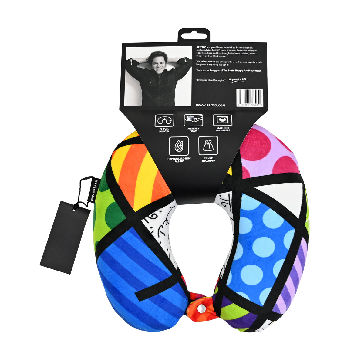 Romero Britto britto travel neck pillow colorful  colorful pop art design