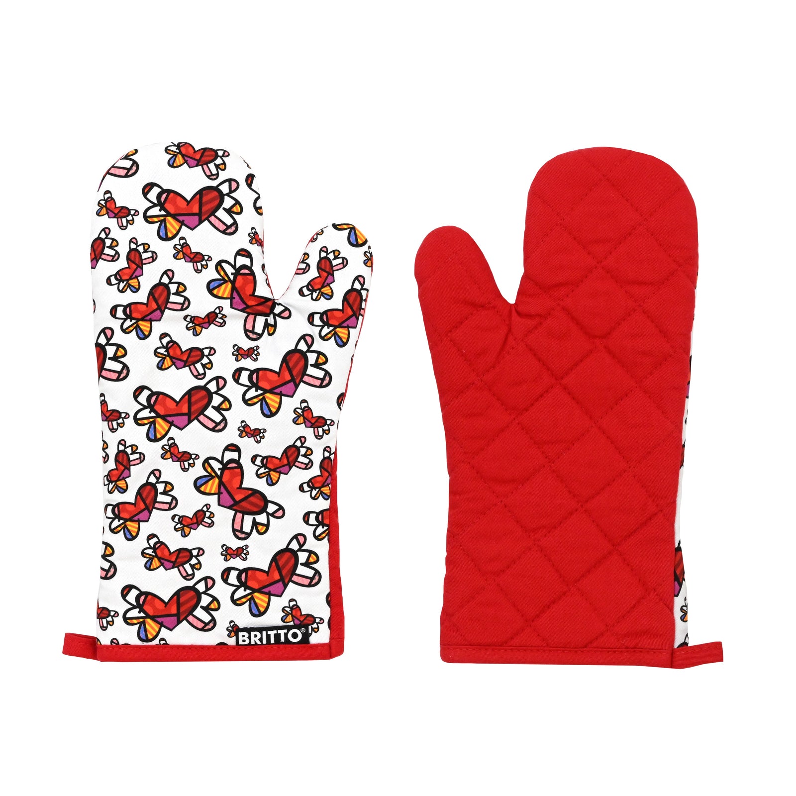 BRITTO® Oven Mitt & Potholder Set - Flying Hearts