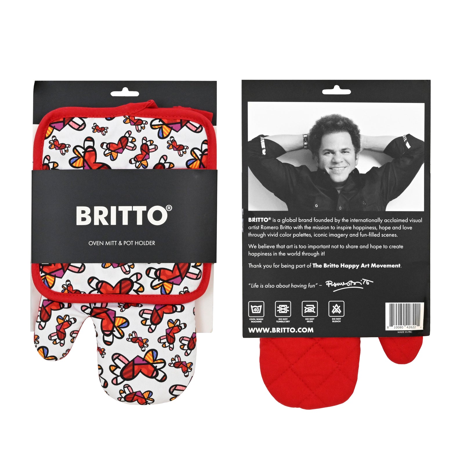 Romero Britto britto oven mitt potholder set  contemporary pop art piece