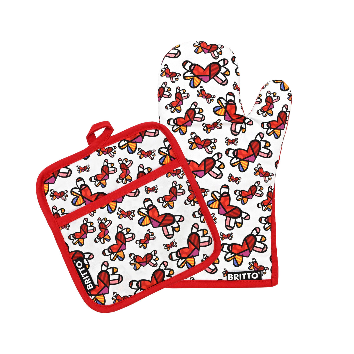 Romero Britto britto oven mitt potholder set  colorful pop art design