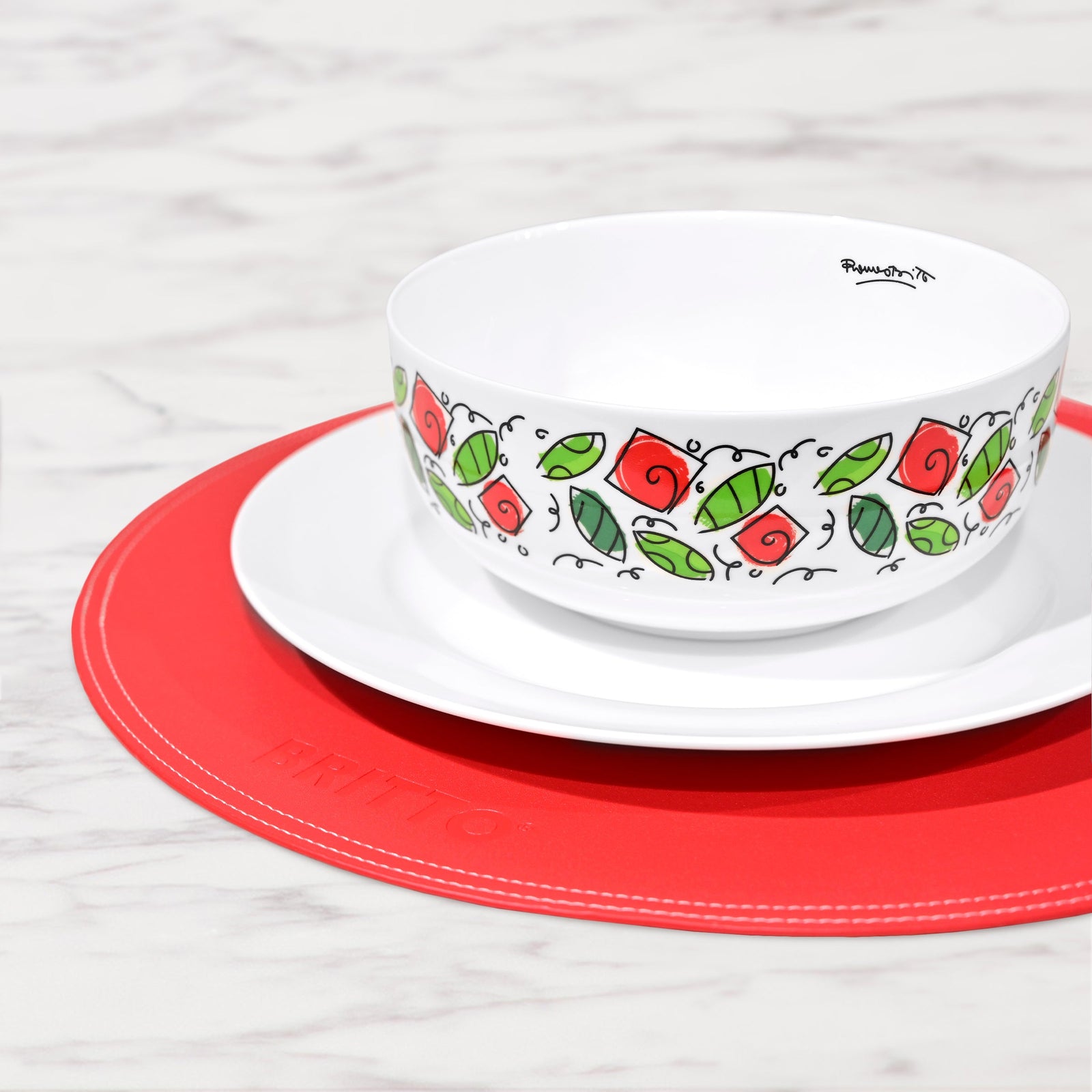 Romero Britto britto bowl roses  contemporary pop art piece