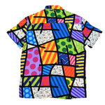 BRITTO MEN'S SHORT SLEEVE BUTTON DOWN SHIRT - COLORFUL LANDSCAPE