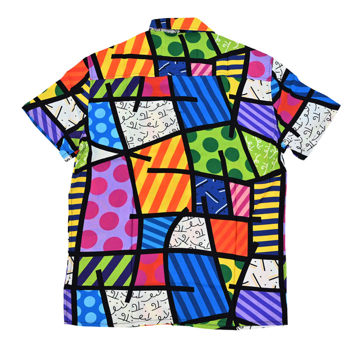 80s print button down