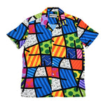 BRITTO MEN'S SHORT SLEEVE BUTTON DOWN SHIRT - COLORFUL LANDSCAPE