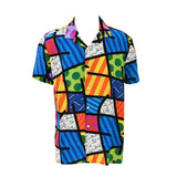BRITTO® Shirt - Men's Short Sleeve Button Down - COLORFUL LANDSCAPE