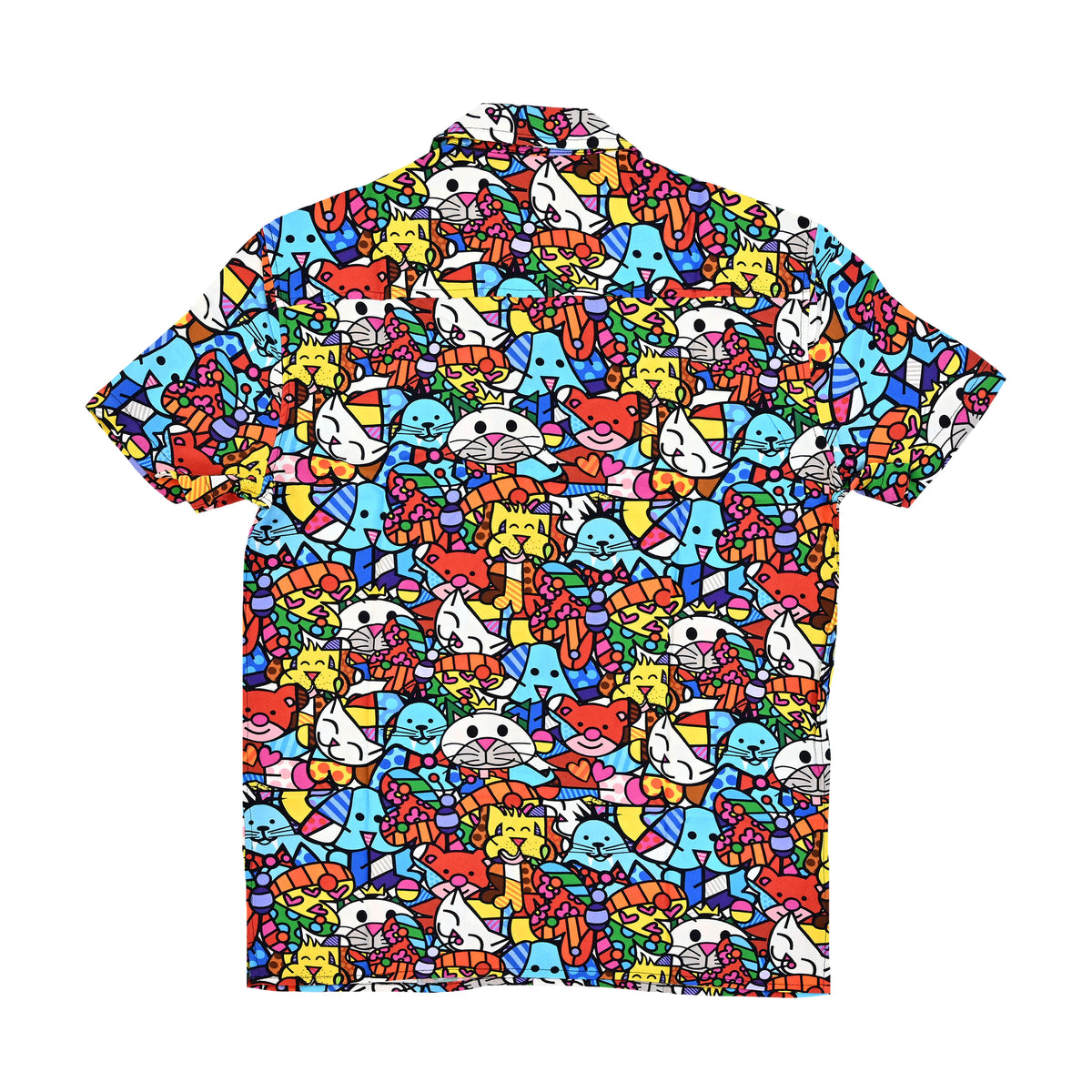 Romero Britto britto mens short sleeve button  contemporary pop art piece