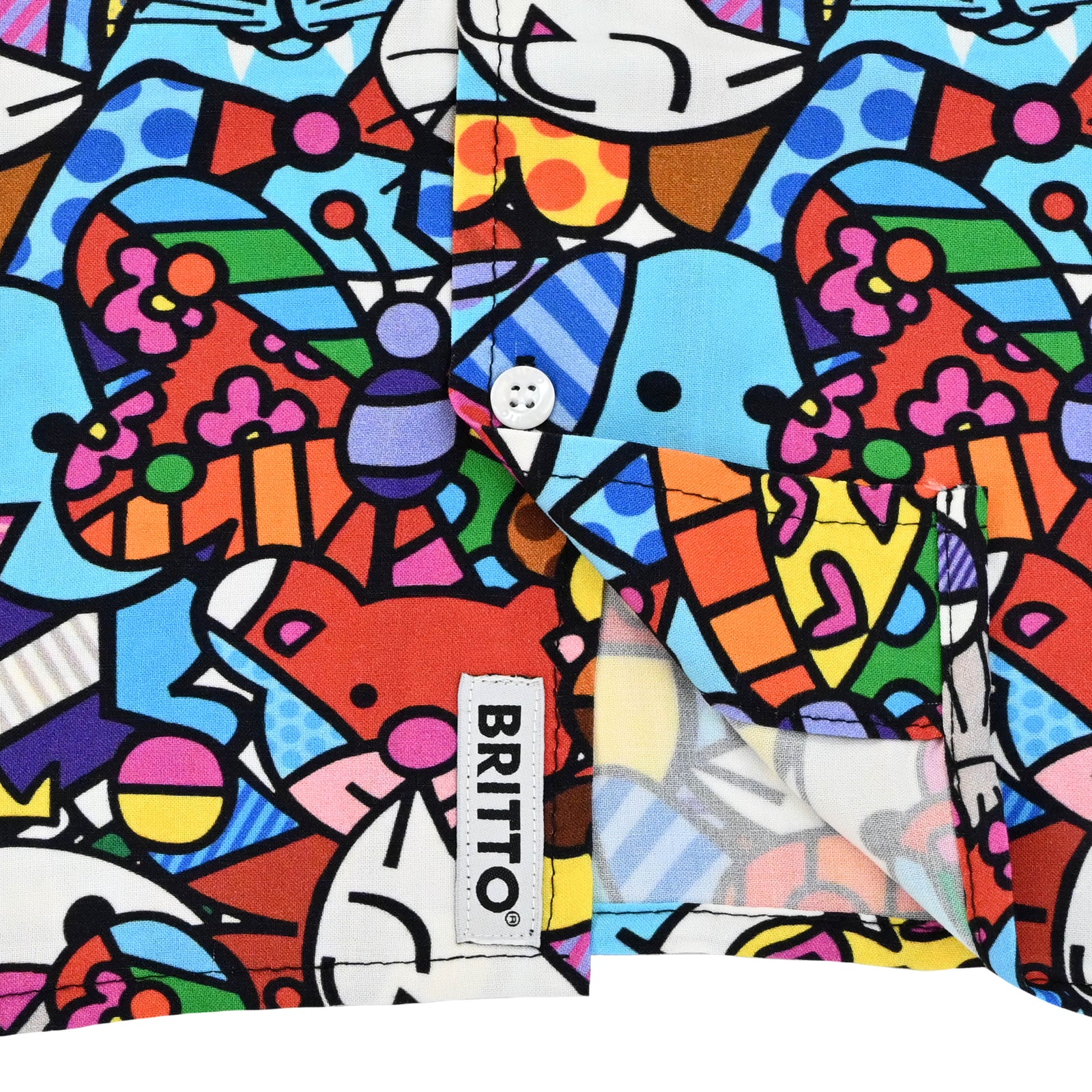 britto mens short sleeve button  colorful decorative collectible gift idea
