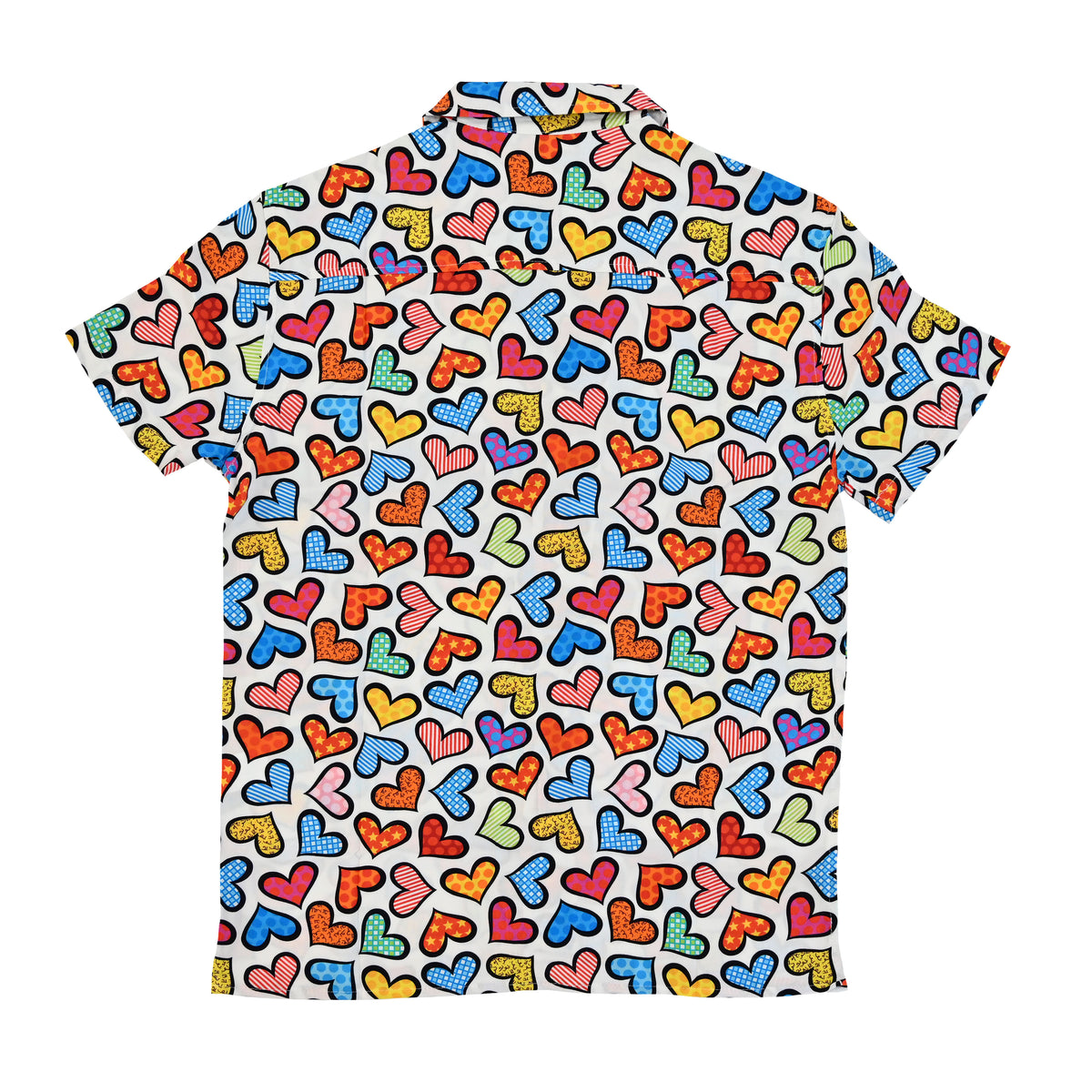BRITTO® MEN'S SHORT SLEEVE BUTTON DOWN SHIRT - COLORFUL HEARTS