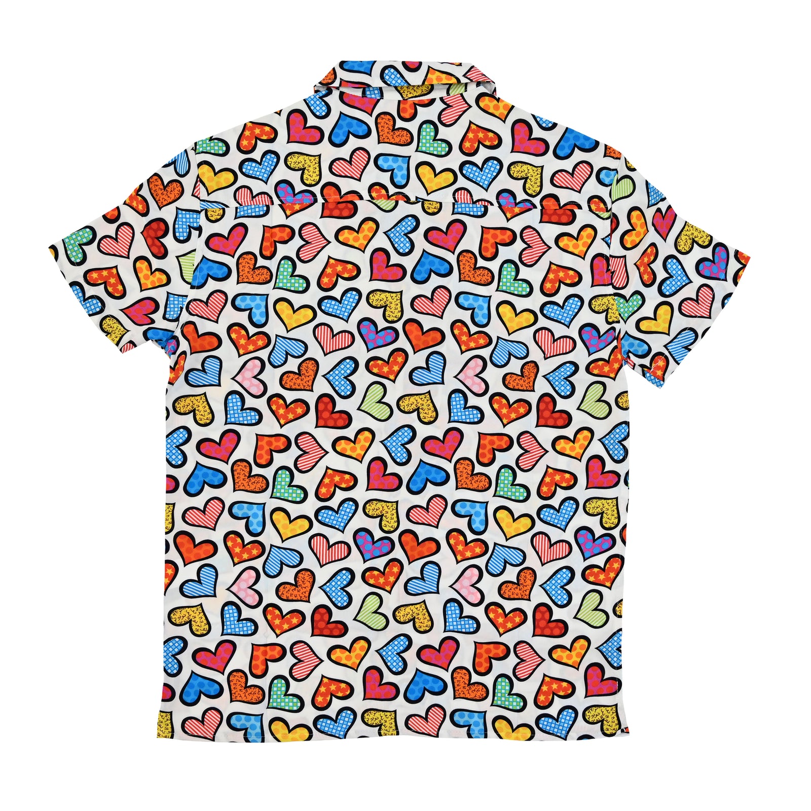 BRITTO® MEN'S SHORT SLEEVE BUTTON DOWN SHIRT - COLORFUL HEARTS