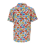 BRITTO® Shirt - Men's Short Sleeve Button Down - COLORFUL HEARTS