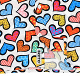 BRITTO® Shirt - Men's Short Sleeve Button Down - COLORFUL HEARTS