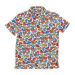 BRITTO® Shirt - Men's Short Sleeve Button Down - COLORFUL HEARTS