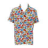 BRITTO® Shirt - Men's Short Sleeve Button Down - COLORFUL HEARTS