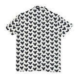 BRITTO® Shirt - Men's Short Sleeve Button Down - BLACK BRUSHSTROKE HEARTS