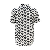 BRITTO® Shirt - Men's Short Sleeve Button Down - BLACK BRUSHSTROKE HEARTS