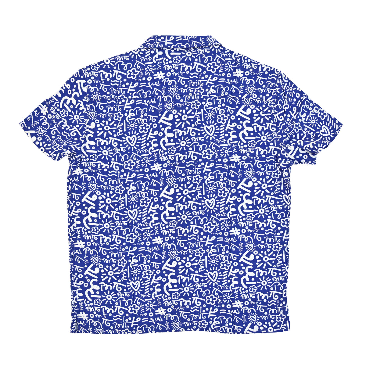 BRITTO® MEN'S SHORT SLEEVE BUTTON DOWN SHIRT - BLUE/WHITE GRAFFITI