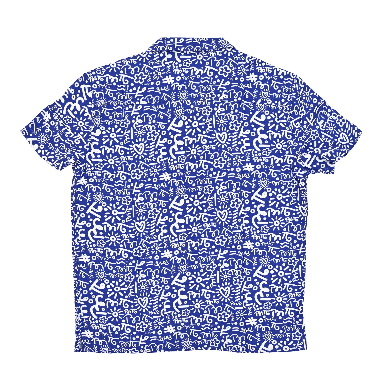 BRITTO® MEN'S SHORT SLEEVE BUTTON DOWN SHIRT - BLUE/WHITE GRAFFITI