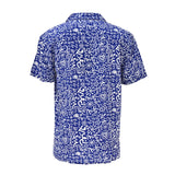 BRITTO® Shirt - Men's Short Sleeve Button Down - BLUE/WHITE GRAFFITI