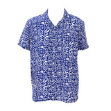BRITTO® Shirt - Men's Short Sleeve Button Down - BLUE/WHITE GRAFFITI