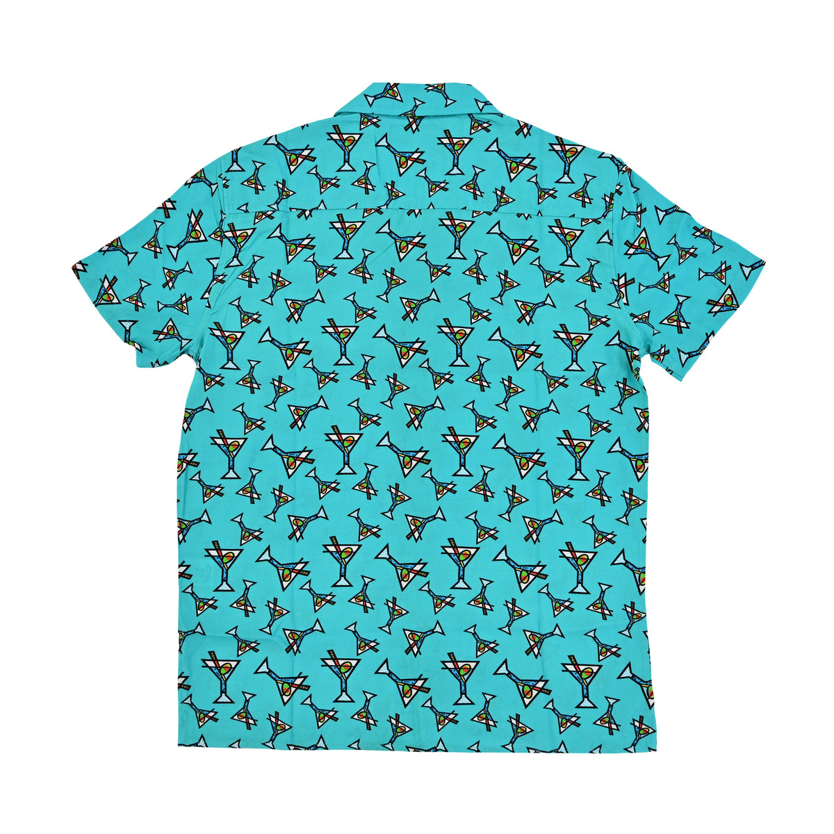 BRITTO® MEN'S SHORT SLEEVE BUTTON DOWN SHIRT - AQUA MARTINI