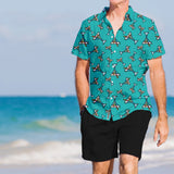BRITTO® Shirt - Men's Short Sleeve Button Down - AQUA MARTINI