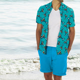 BRITTO® Shirt - Men's Short Sleeve Button Down - AQUA MARTINI