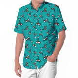 BRITTO® Shirt - Men's Short Sleeve Button Down - AQUA MARTINI