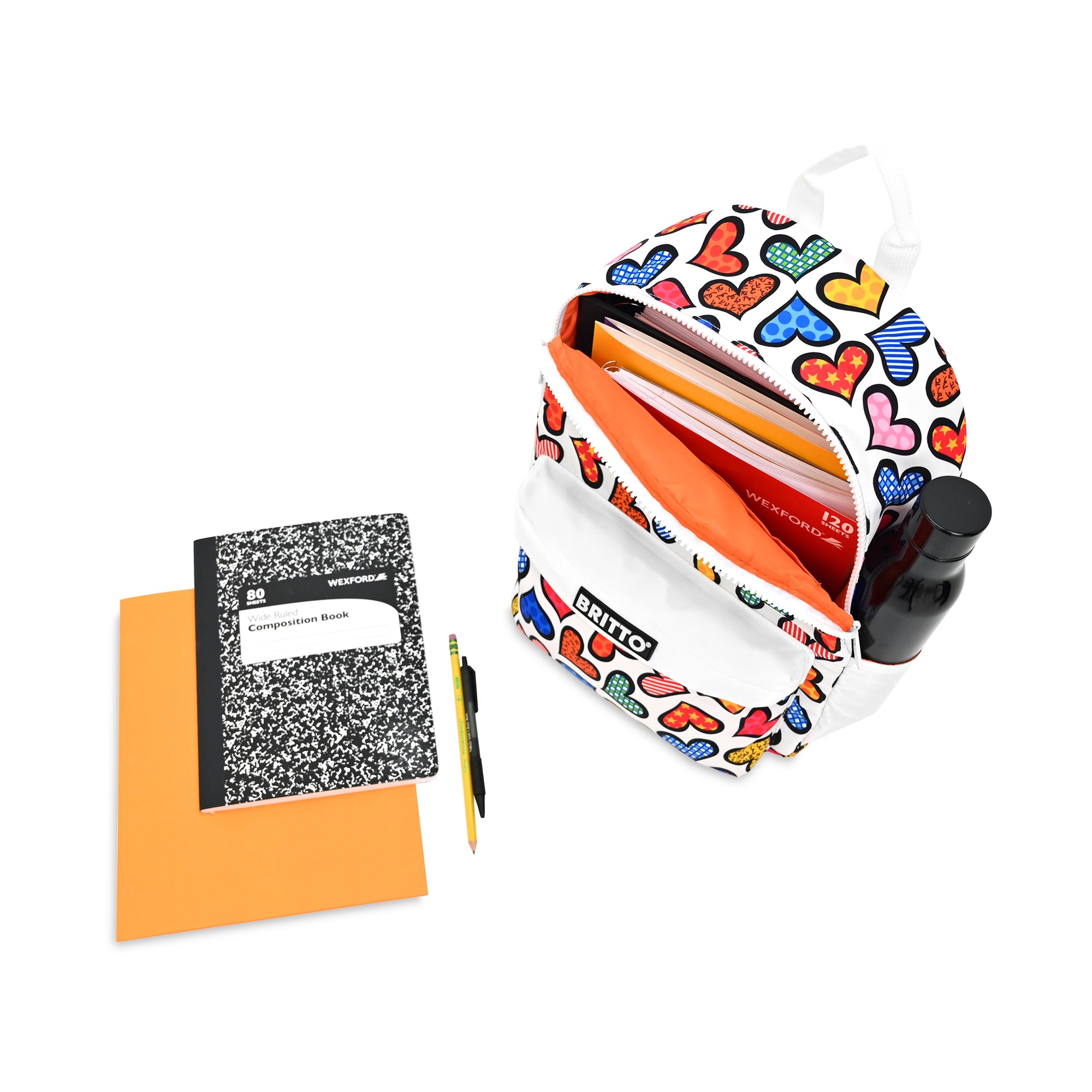 Romero Britto Hearts Print Women\'s Backpack - White/Multi Flying Hearts Britto Backpack - Shop Britto main image 2