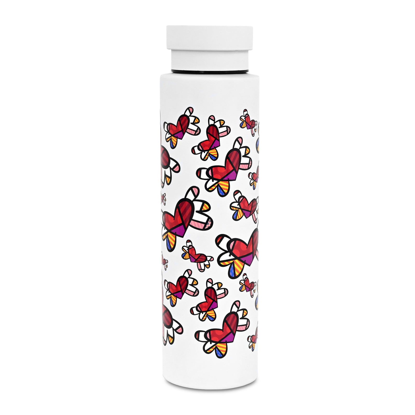BRITTO® Water Bottle - Flying Hearts (White)