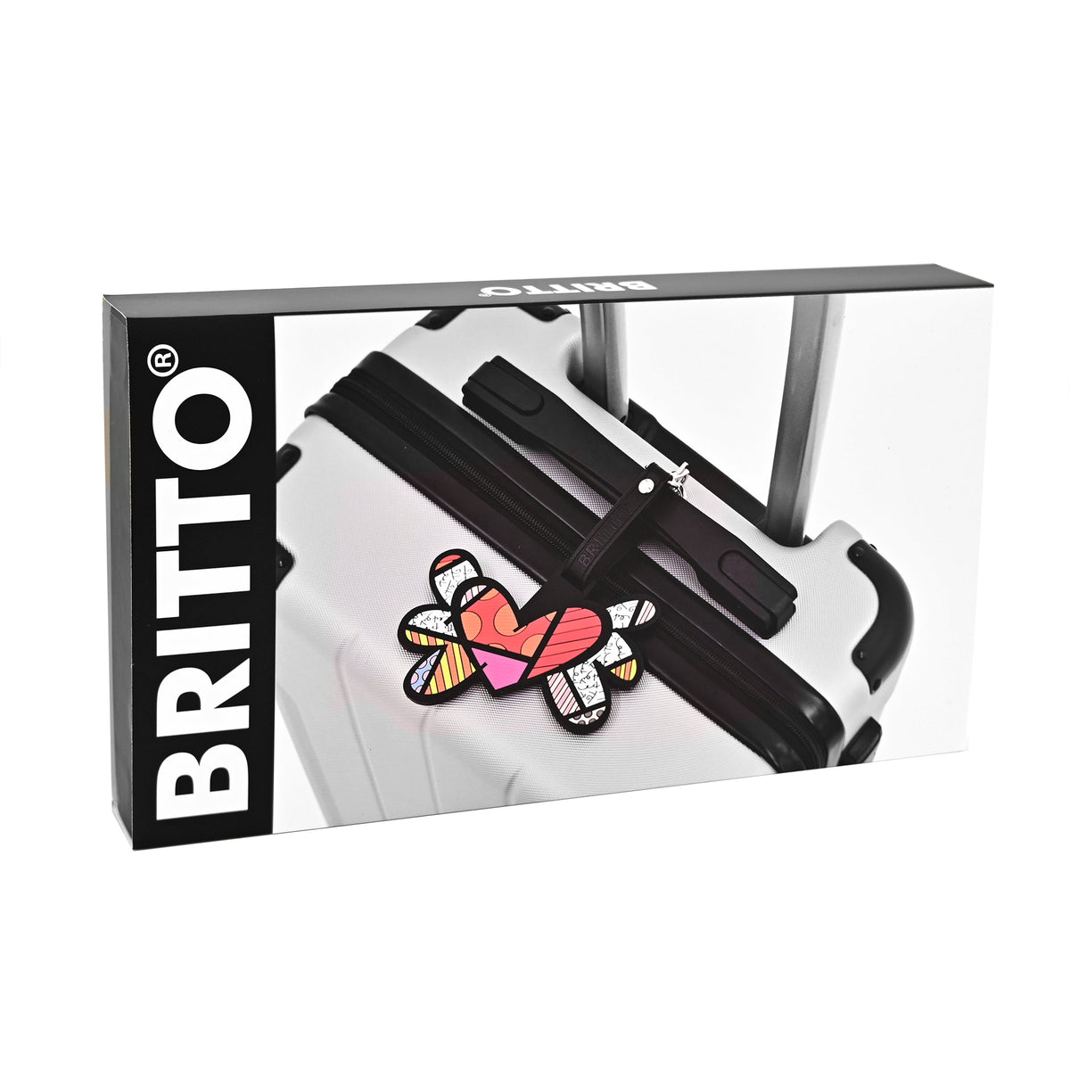 britto luggage tag flying heart  colorful decorative collectible gift idea