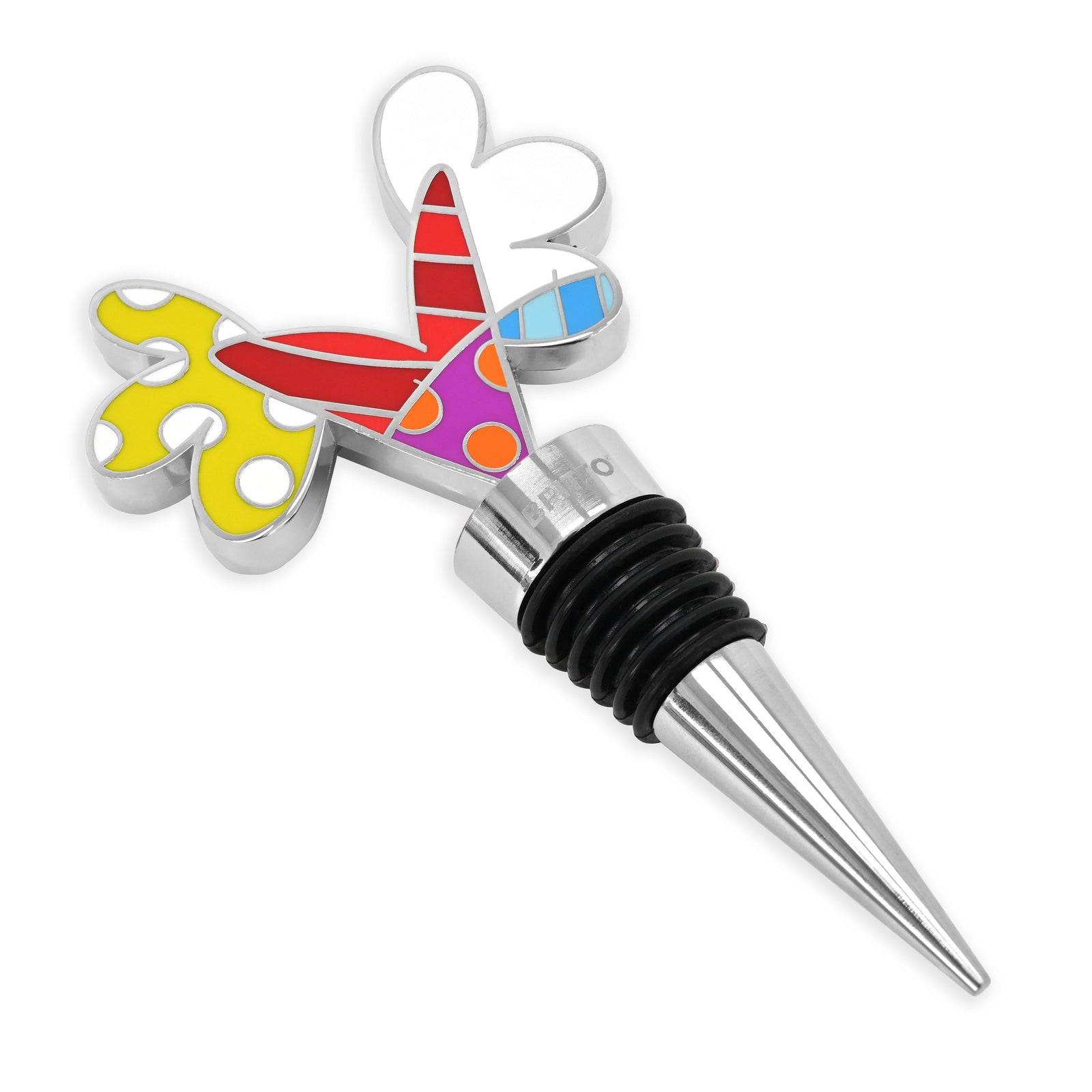 heart with wings britto wine  artistic colorful design collectible