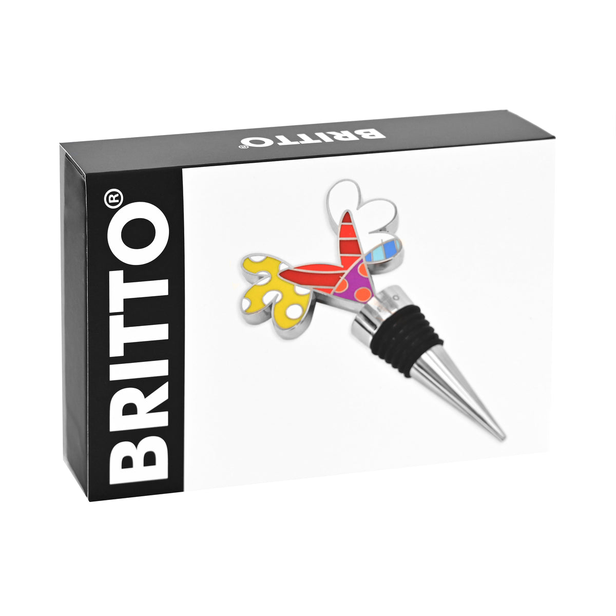 Romero Britto heart with wings britto wine  colorful pop art design