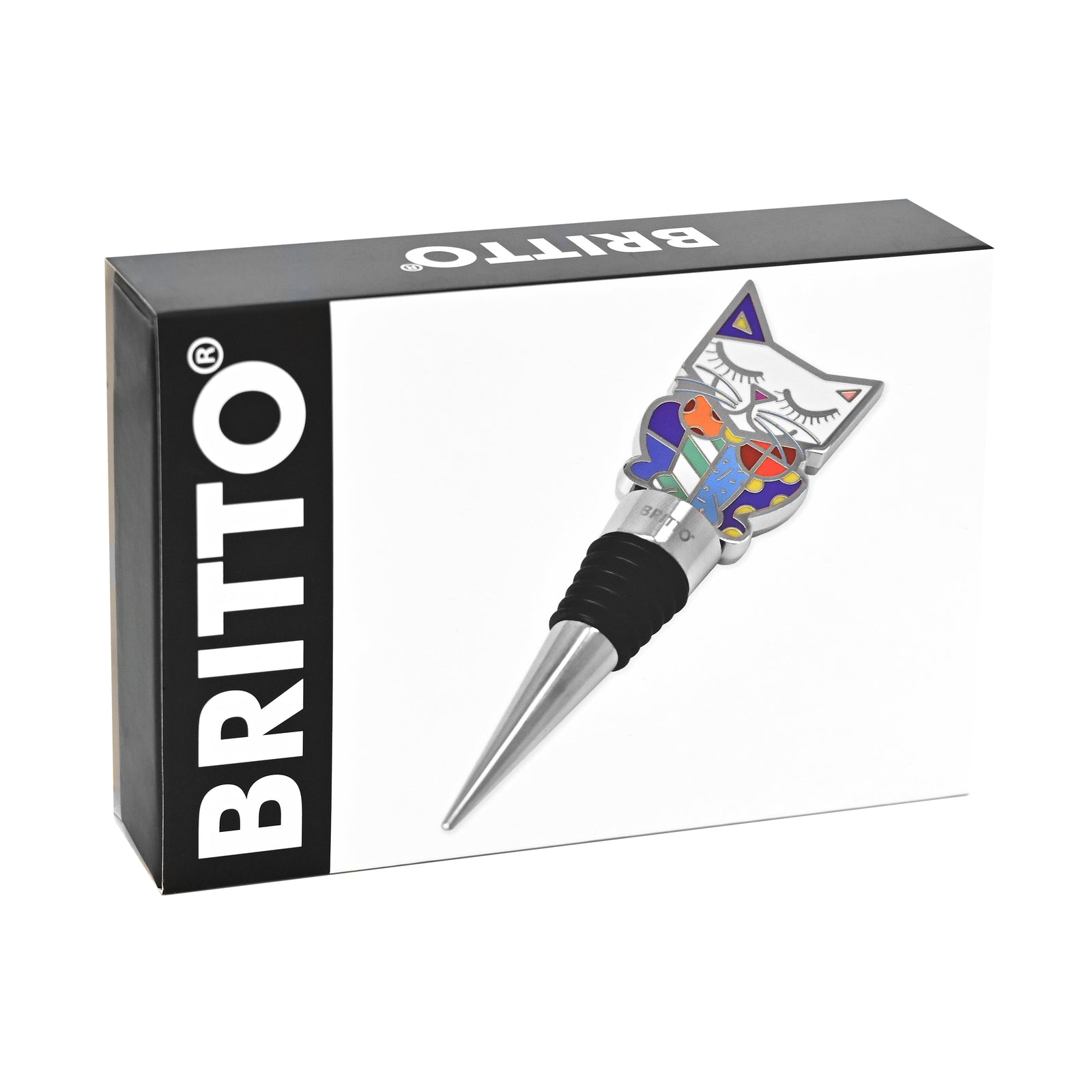 Romero Britto sam cat britto wine stopper  colorful pop art design