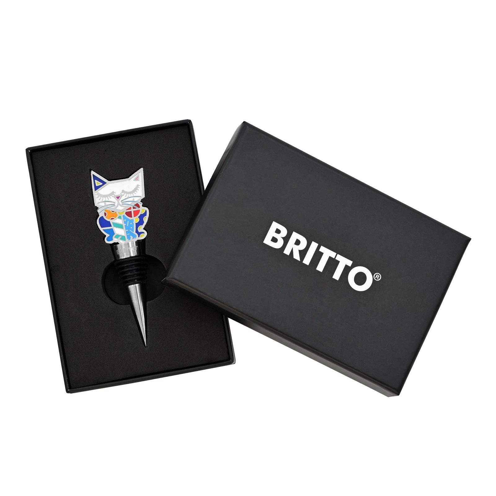 modern pop art sam cat britto wine stopper  vibrant home decor