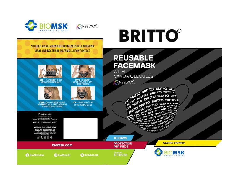 BRITTO® Limited Edition - FACE MASK - BRITTO Logo (Black) 5-Pack