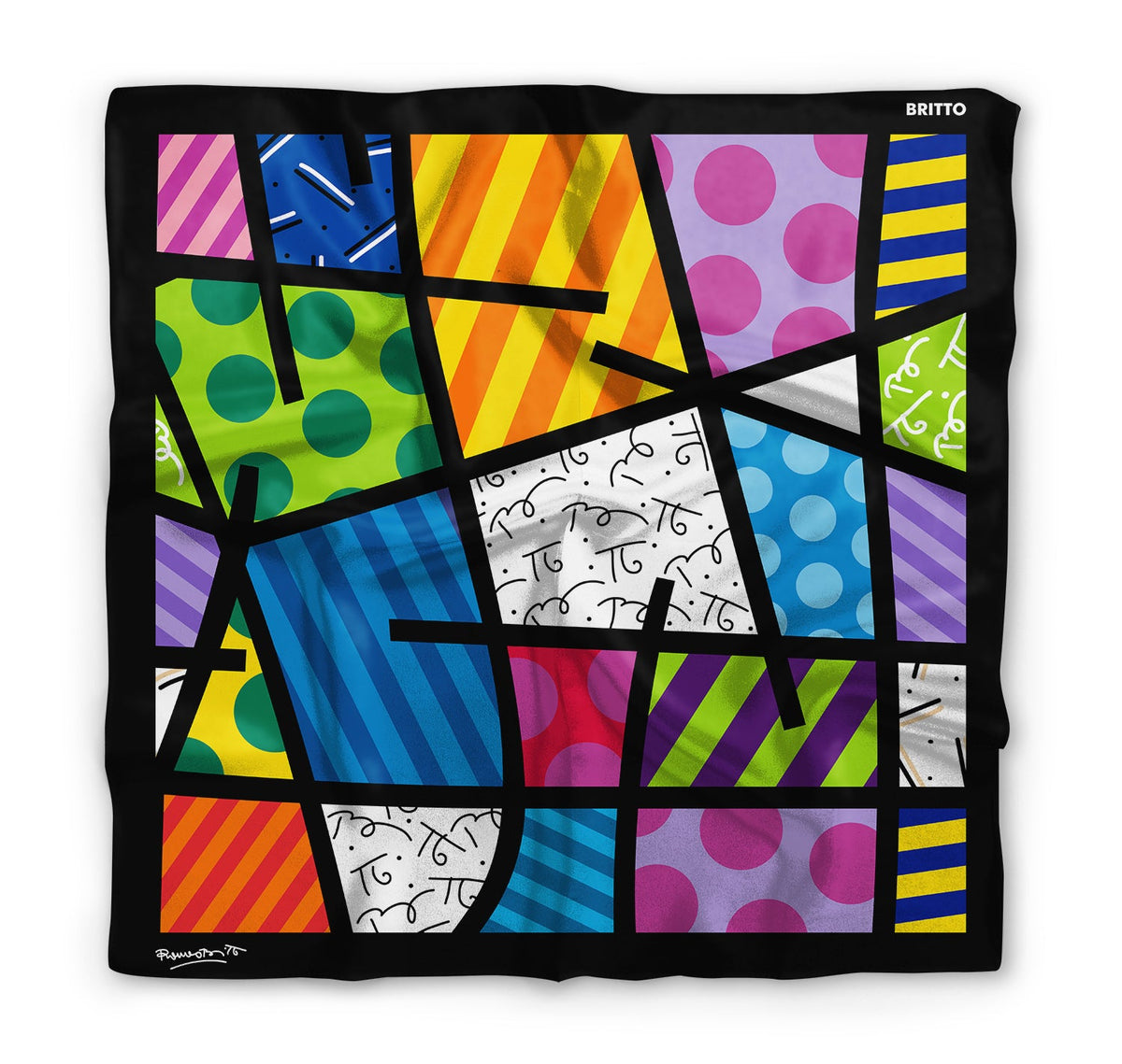 Romero Britto britto silk scarf limited edition  colorful pop art design