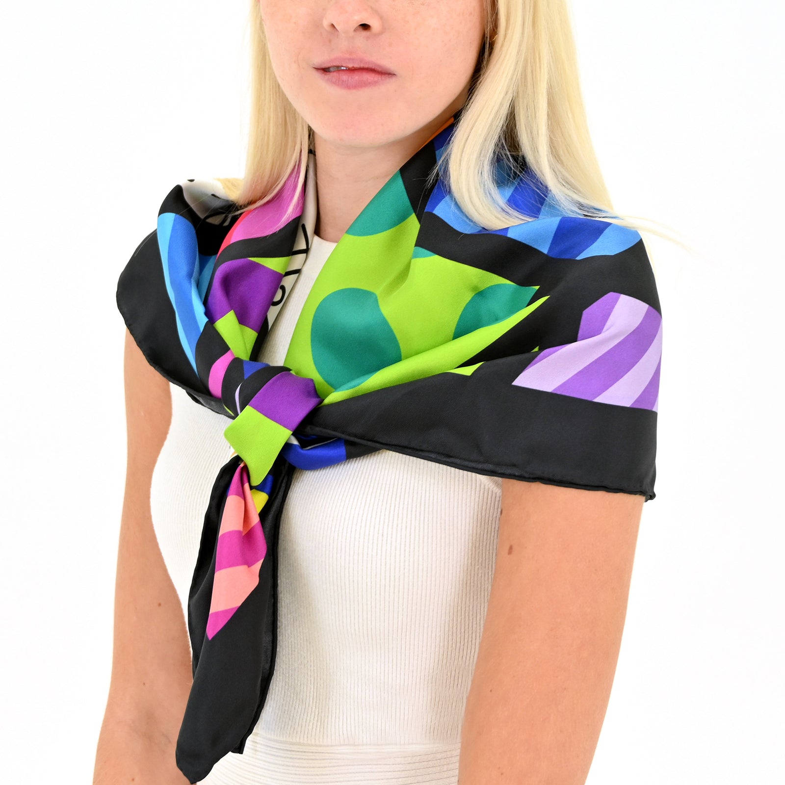 modern pop art britto silk scarf limited edition  vibrant home decor