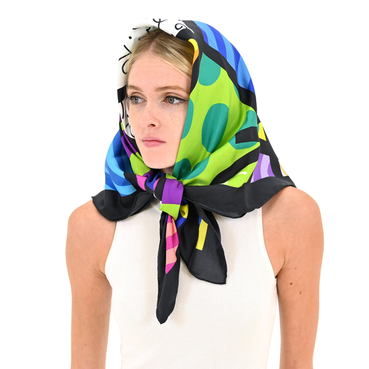 britto silk scarf limited edition  artistic colorful design collectible