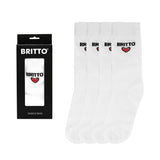 BRITTO SOCK 2 PACK - WHITE WITH RED HEART