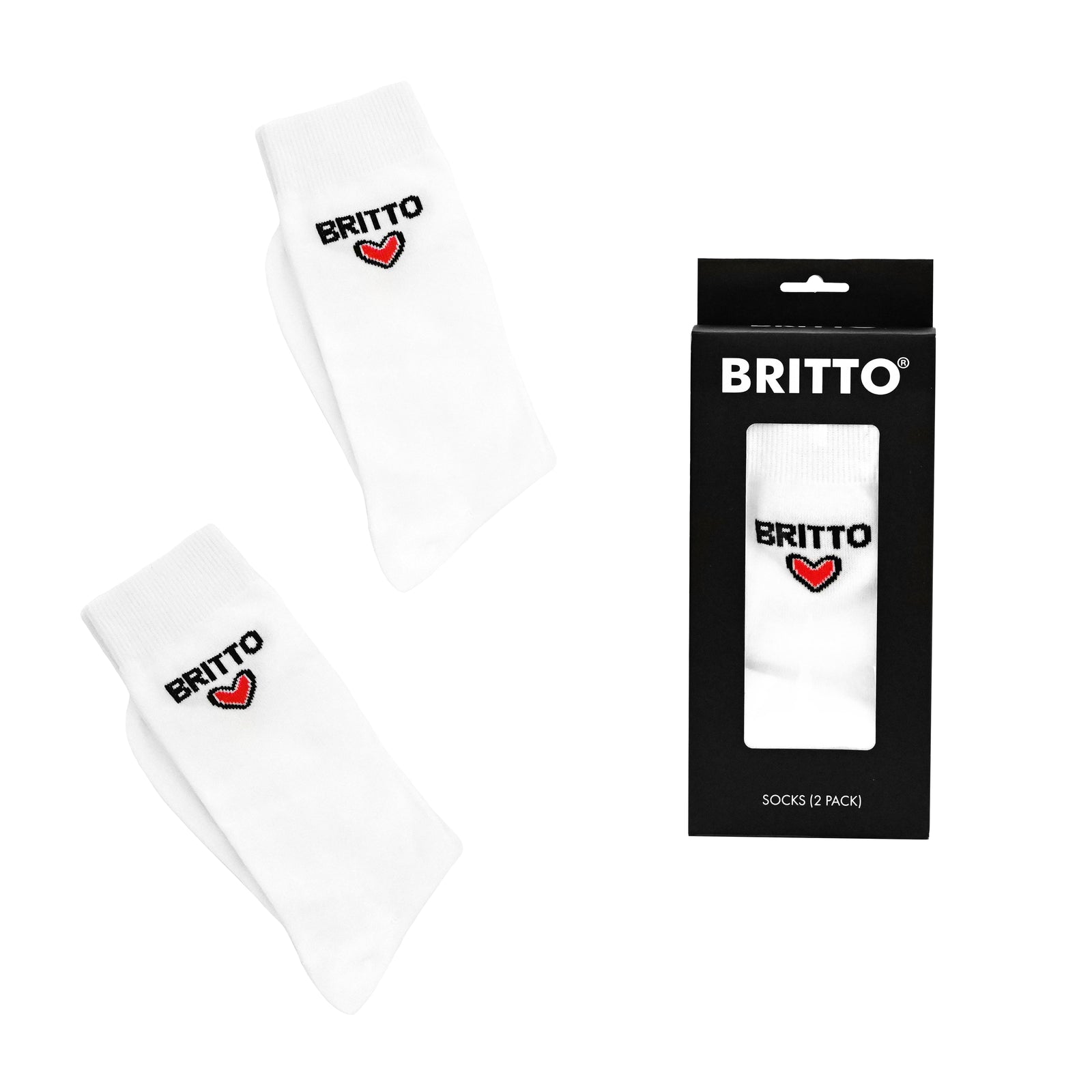BRITTO® - White with Red Heart - Pack of 2