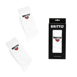 BRITTO SOCK 2 PACK - WHITE WITH RED HEART