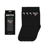 BRITTO® SOCKS - Black with Red Heart - Pack of 2