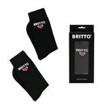BRITTO® SOCKS - Black with Red Heart - Pack of 2