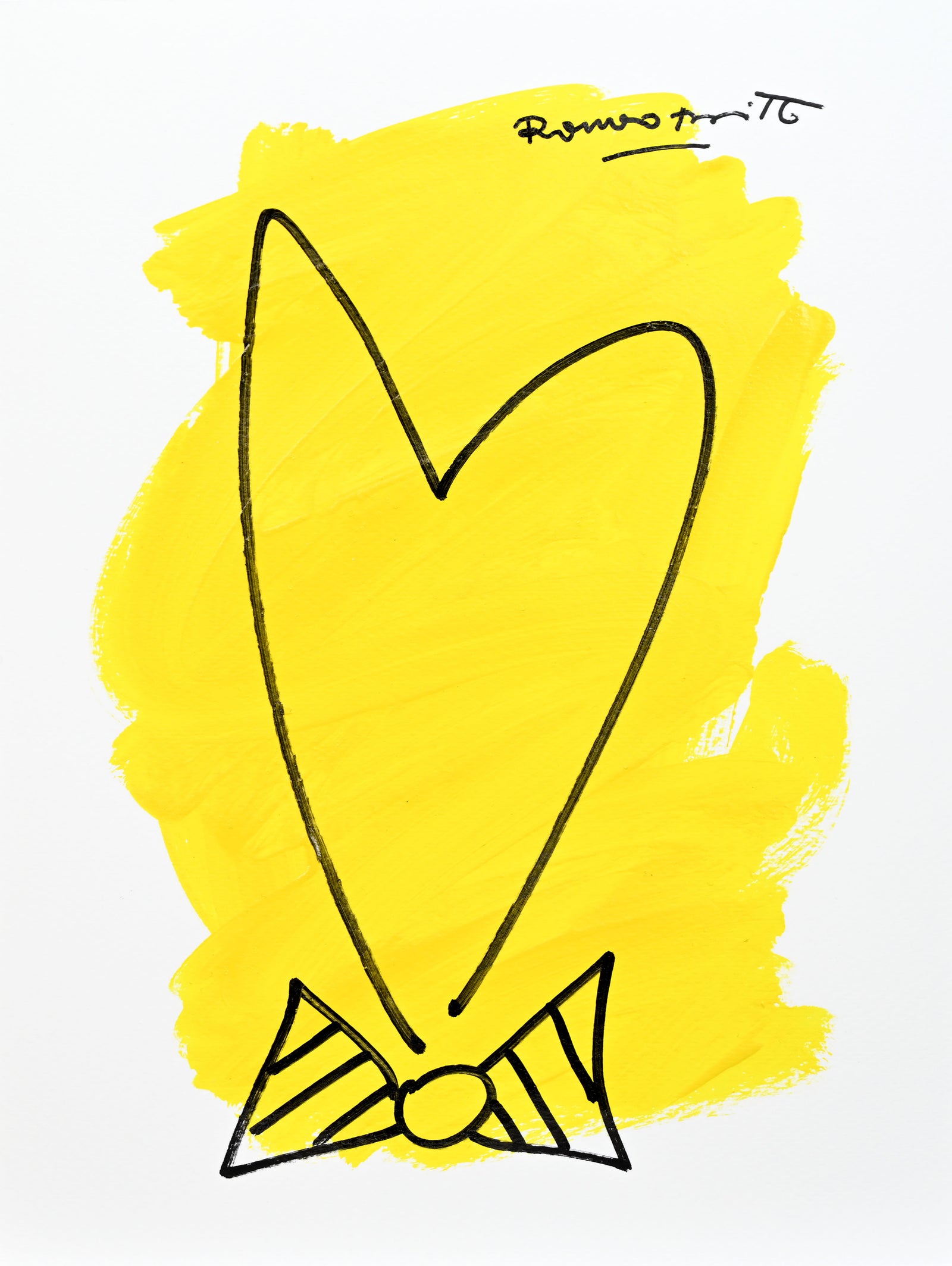 Romero Britto two color collection original drawing  colorful pop art design