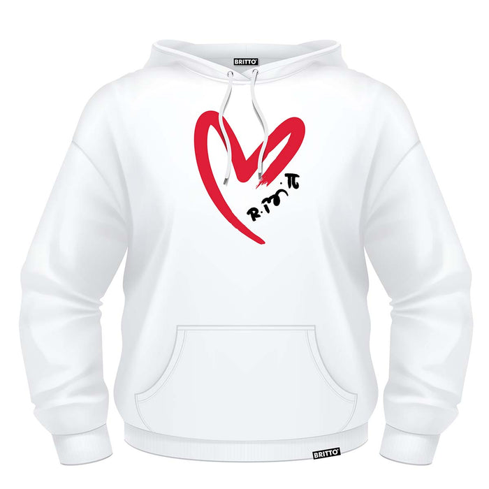 BRITTO Hoodie Red Heart Brushstroke White Men Shop Britto
