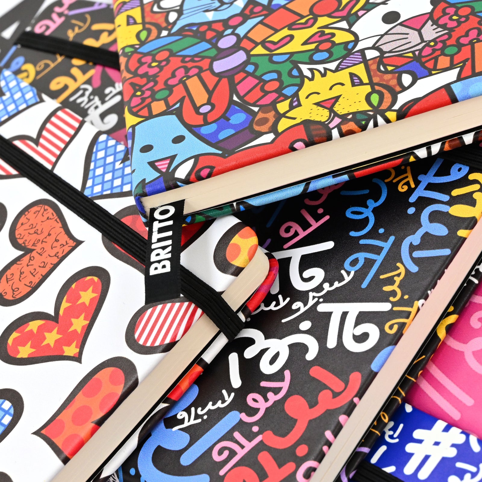 Romero Britto britto journal flying hearts  contemporary pop art piece
