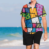 BRITTO® Shirt - Men's Short Sleeve Button Down - COLORFUL LANDSCAPE