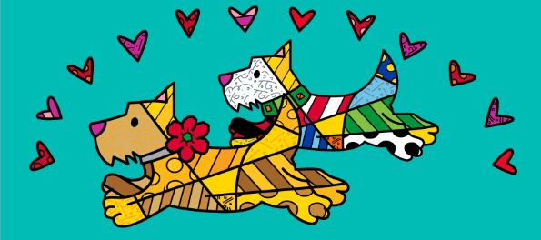 Romero Britto central park limited edition print  colorful pop art design