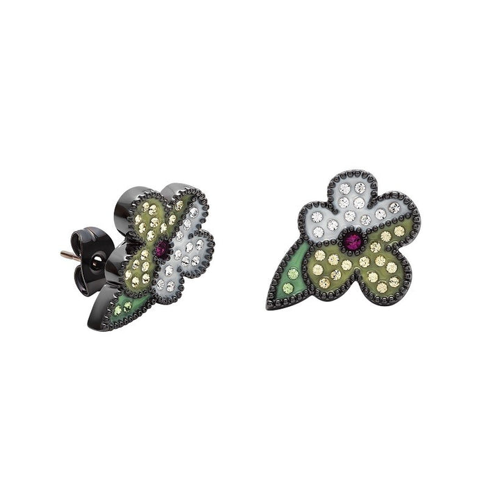 FLORAL EARRINGS WITH LEAF